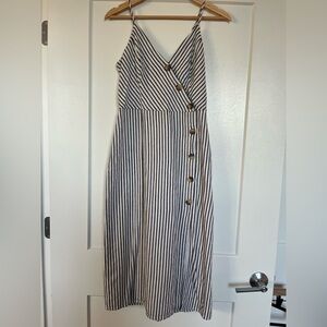 Abercrombie & Fitch Linen-Blend Button Front Maxi Dress Spaghetti Strap dress